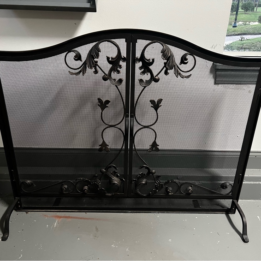Fireplace screen - doors open - quality iron work. Local pick up
